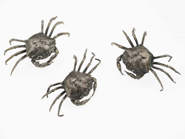 Three silver crabs. Signed M. Buccellati