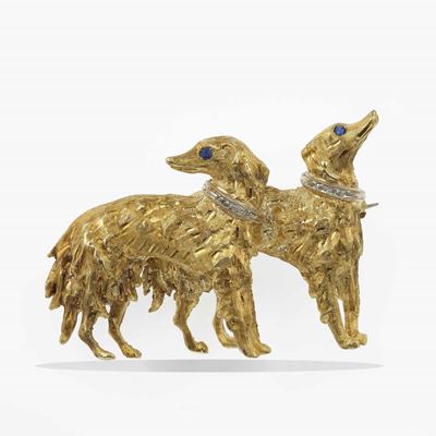 M. Buccellati. Spilla Raffigurante Due Cani