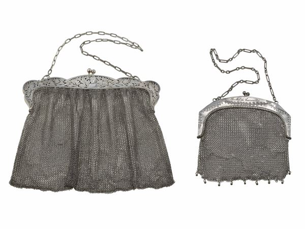 Two silver evening bags
