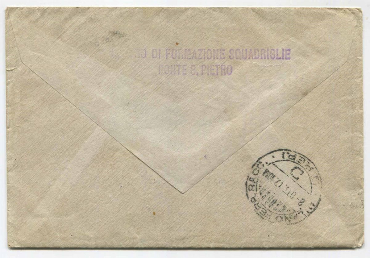 1917, Busta da Ponte San Pietro per Somma Lombardo (cascina Malpensa) del 7 Ottobre 1917