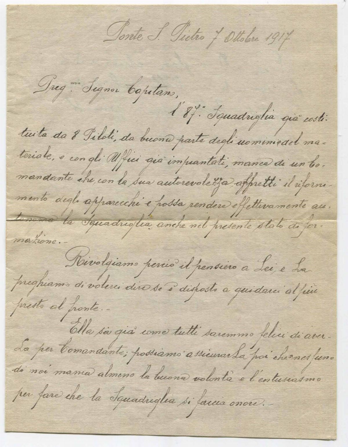 1917, Busta da Ponte San Pietro per Somma Lombardo (cascina Malpensa) del 7 Ottobre 1917
