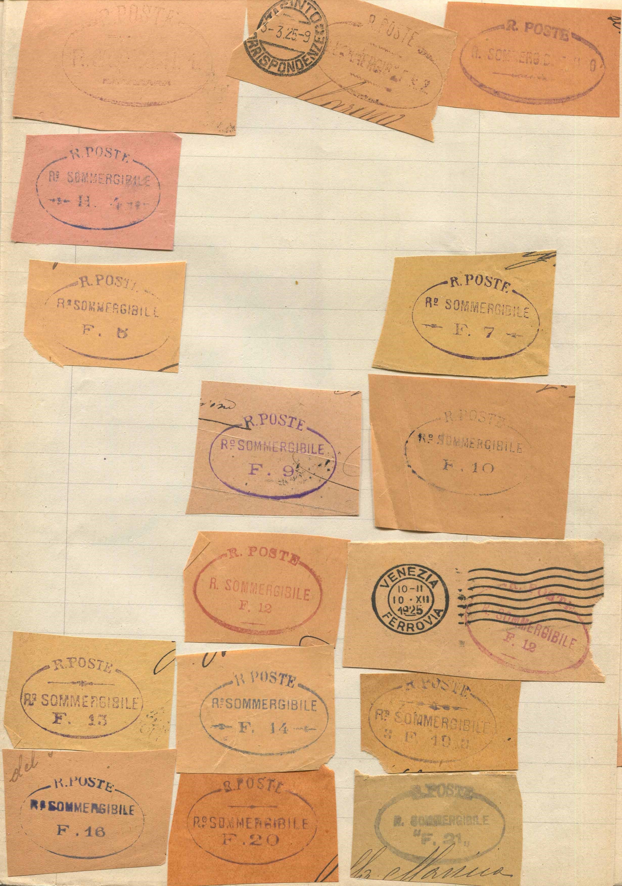 1915/1940, Marina Militare, Centinaia di Frammenti Recanti Bolli di Navi Militari, Quasi Tutti Di...