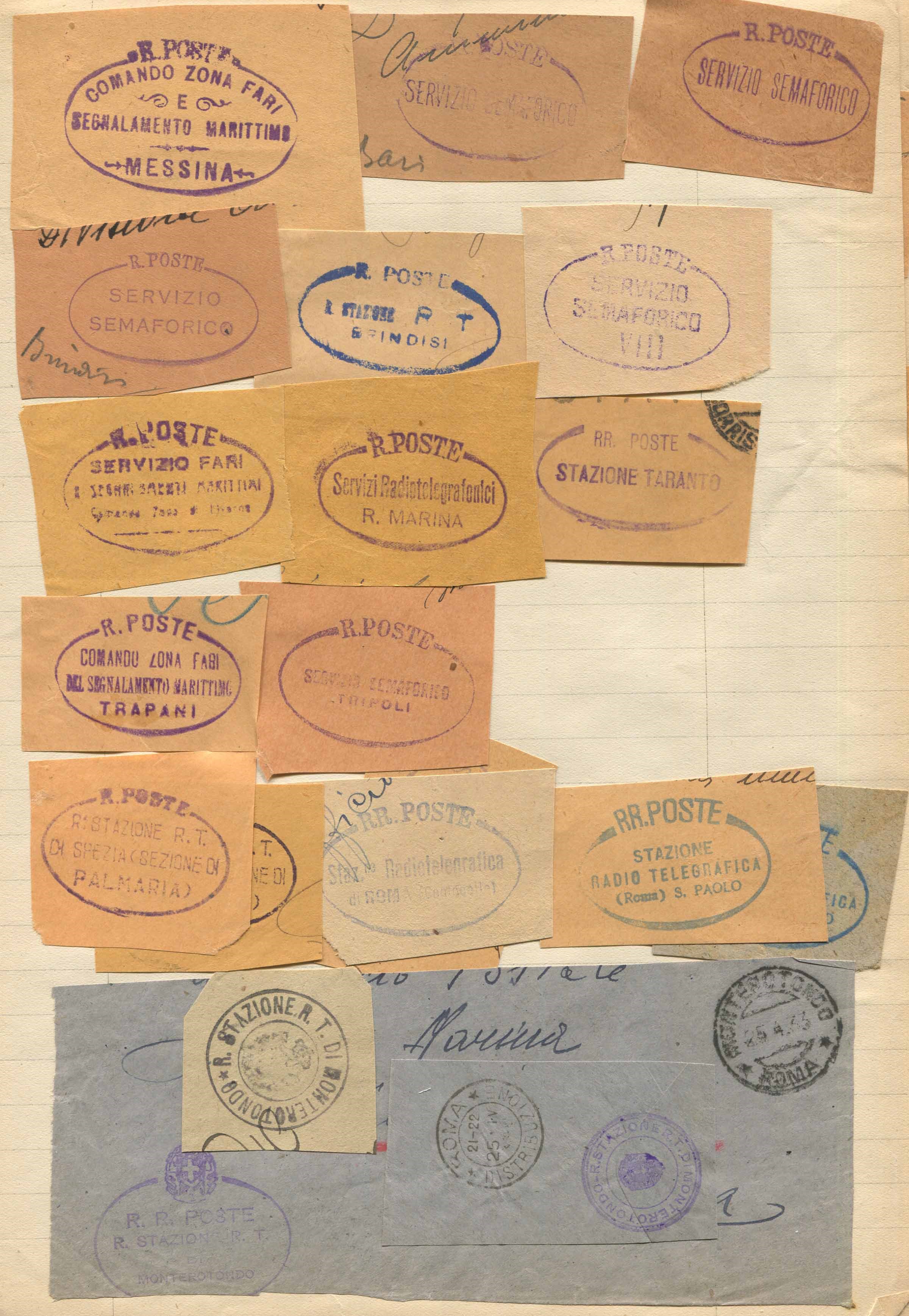 1915/1940, Marina Militare, Centinaia di Frammenti Recanti Bolli di Navi Militari, Quasi Tutti Di...