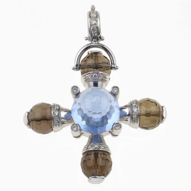 Quartz and dimaond pendant. Signed Leaderline  - Auction Jewels - Cambi Casa d'Aste