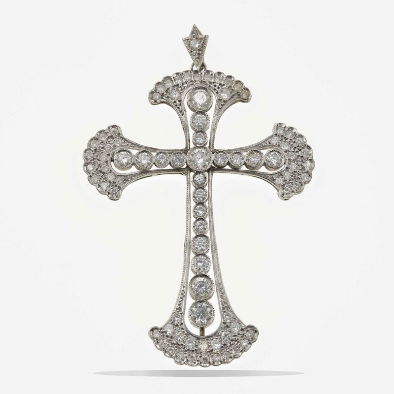 Pendente "croce" con diamanti  - Asta Fine Jewels - Cambi Casa d'Aste