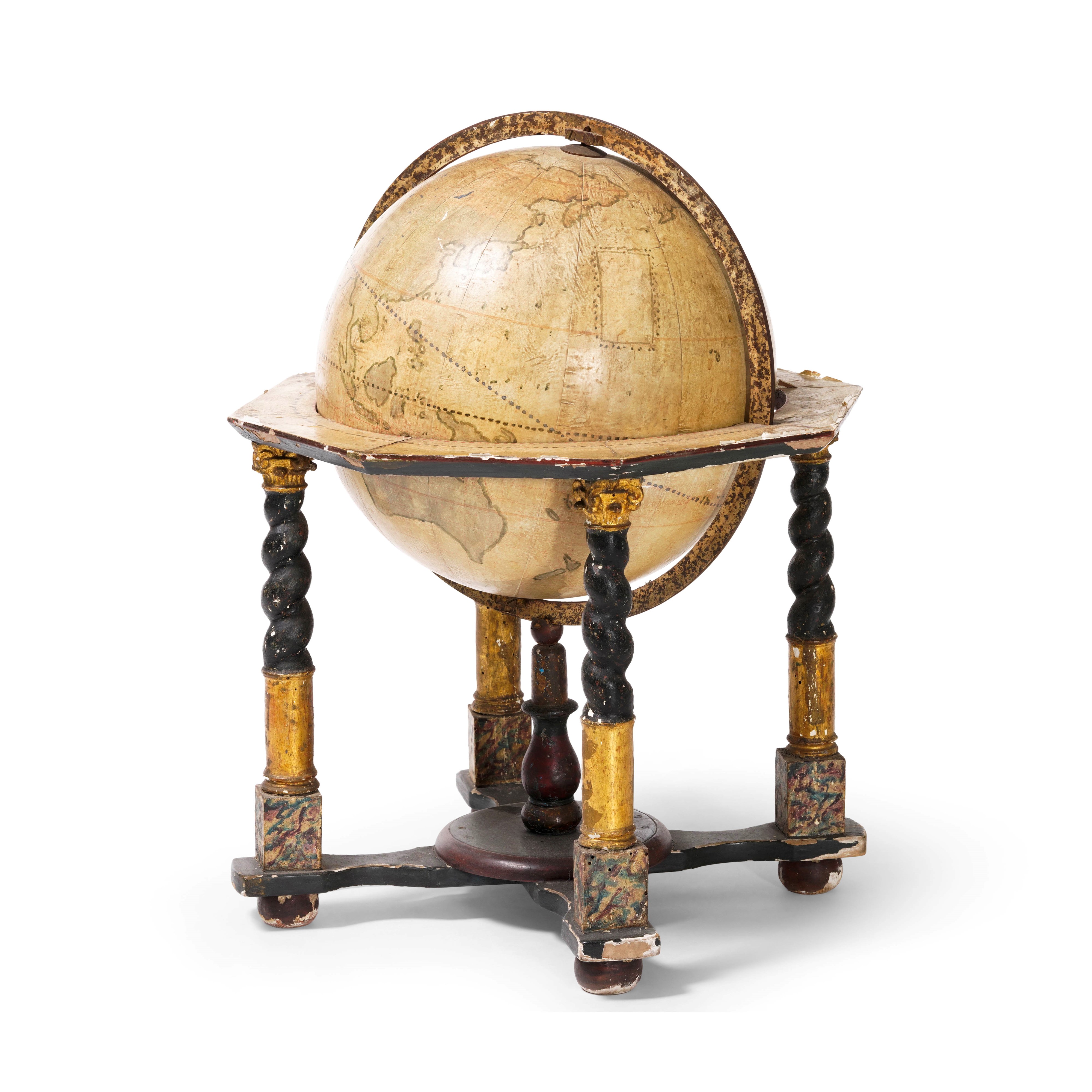 Globo, Roma, XIX-XX secolo, legno e metallo, dimensioni 55x55x65 cm
