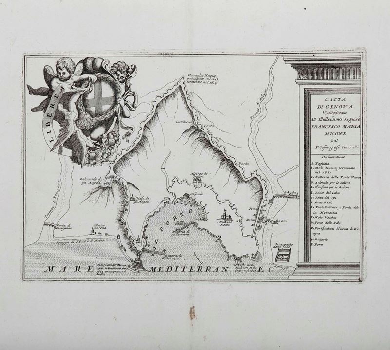 Vincenzo Maria Coronelli : Città di Genova XVII-XVIII secolo  - Auction Old and Rare Books. Envravings - Cambi Casa d'Aste