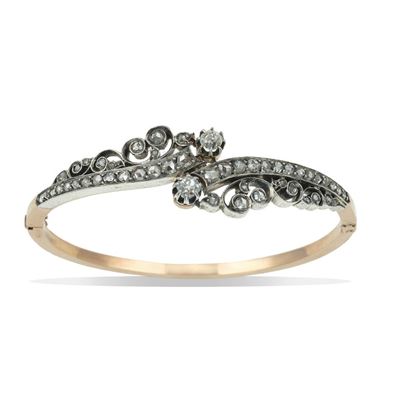 Bracciale Rigido con Diamanti di Vecchio Taglio