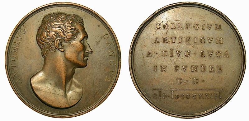 VENEZIA. MAUSOLEO AD ANTONIO CANOVA NELLA CHIESA DEI FRARI. Medaglia in bronzo 1827.  - Auction Numismatics - Cambi Casa d'Aste