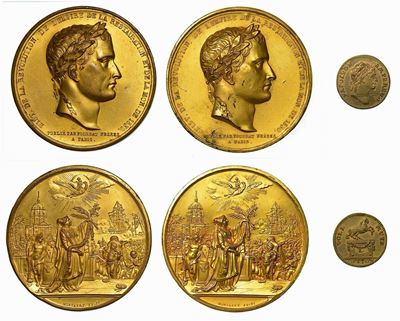 Traslazione a Les Invalides delle Ceneri di Napoleone Bonaparte. Lotto di Due Medaglie e un Getto...