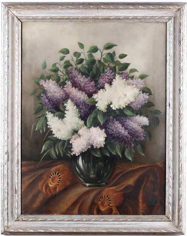 Scuola mitteleuropea primi secolo XX Natura morta con lillà