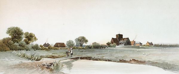 Albert Edward Bowers (attivo tra il 1875 e il 1892) Vedute di campagne olandesi