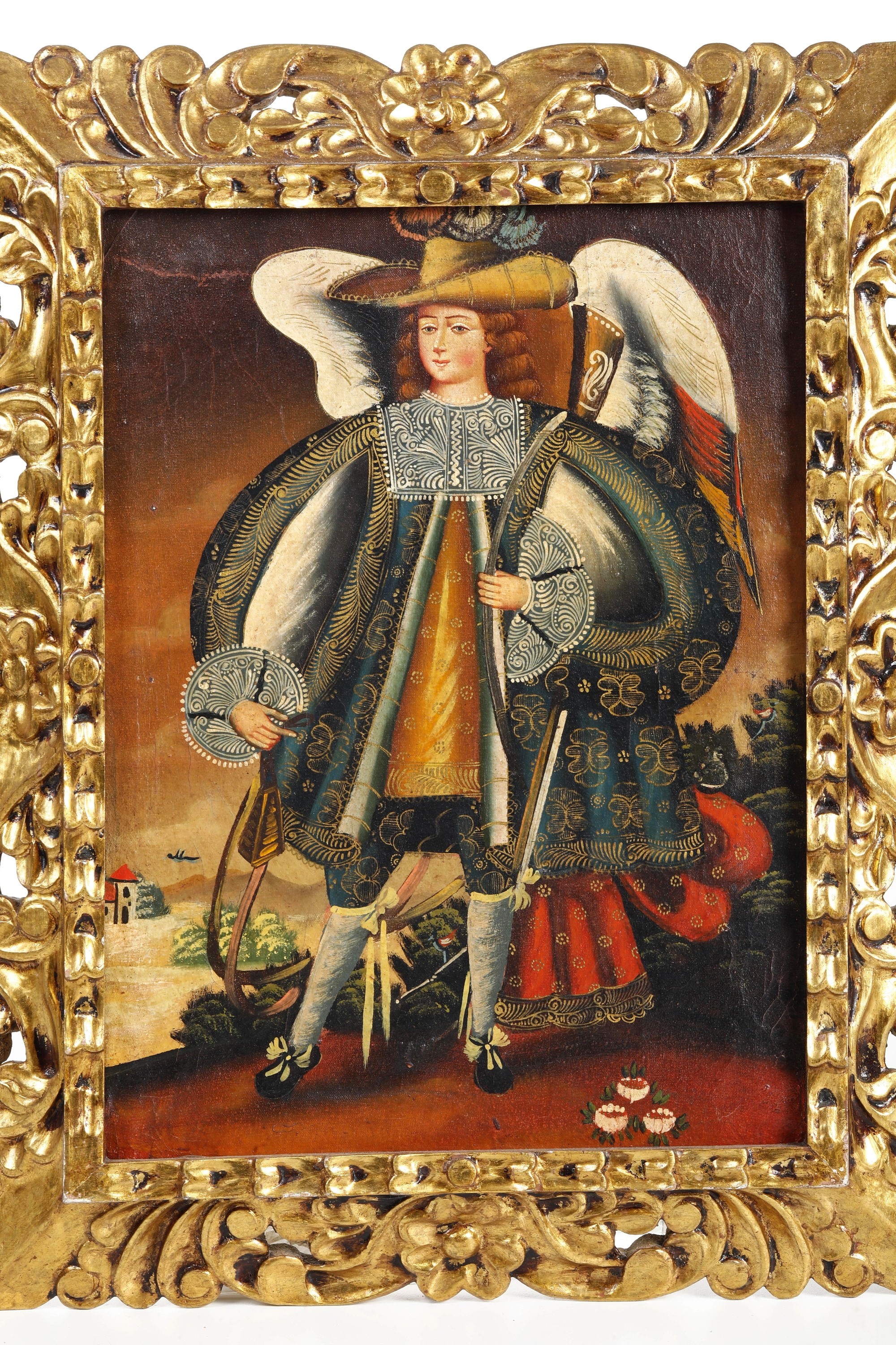 Scuola di Cuzco, Arcangelo Gabriele, olio su tela