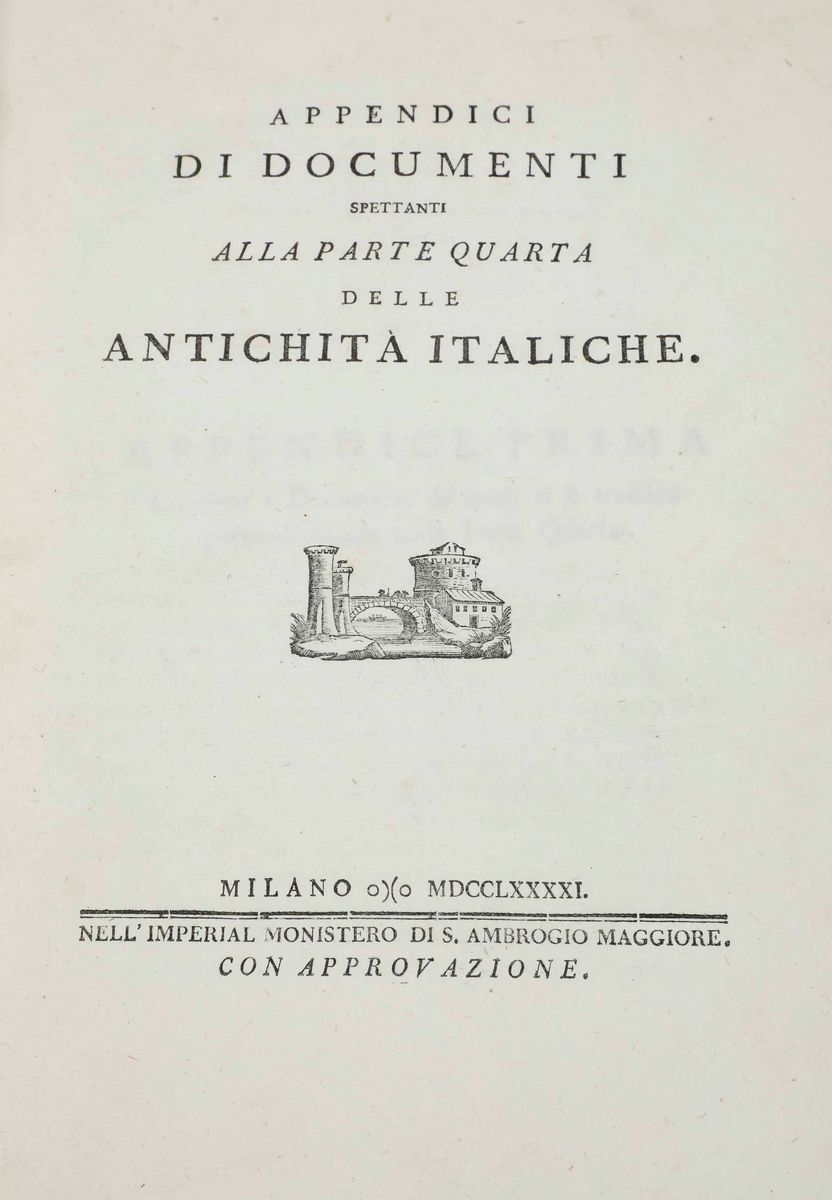 Carli, Giovanni Rinaldo delle Antichità Italiche, Milano, Nell'imperial Monistero di S.ambrogio M...
