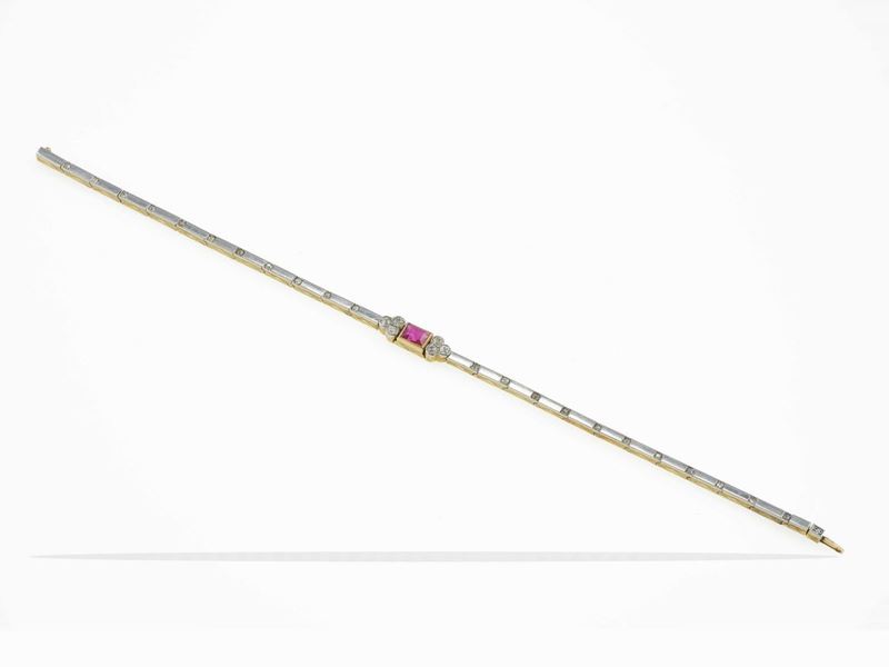 Bracciale con rubino Burma e piccoli diamanti  - Asta Fine Jewels - Cambi Casa d'Aste