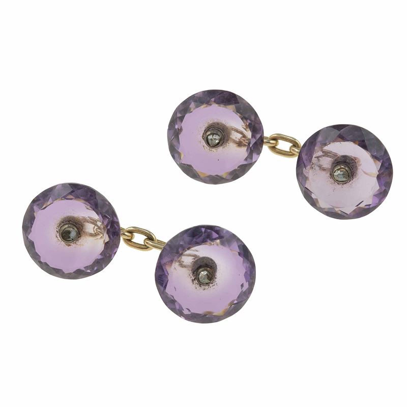 Pair of amethyst cufflinks  - Auction Fine Jewels - Cambi Casa d'Aste