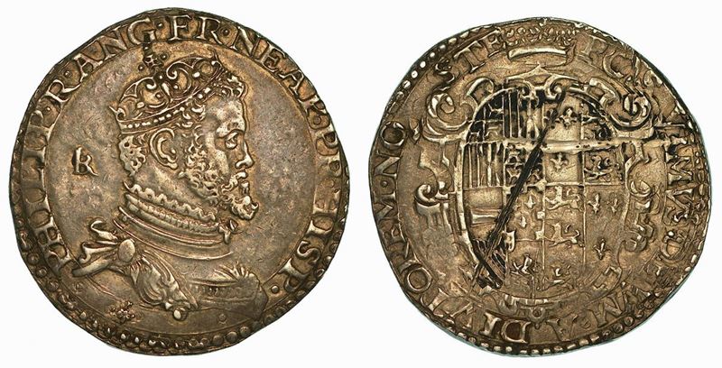 NAPOLI. FILIPPO II D'ASBURGO (COME PRINCIPE DI SPAGNA), 1554-1598. Mezzo Ducato, anni 1554-1556.  - Auction Numismatics - Cambi Casa d'Aste