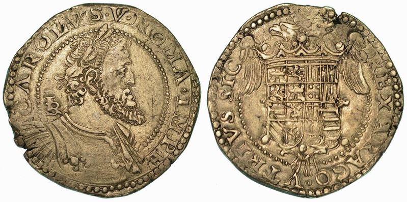 NAPOLI. CARLO V D'ASBURGO, 1516-1556. Mezzo ducato.  - Auction Numismatics - Cambi Casa d'Aste