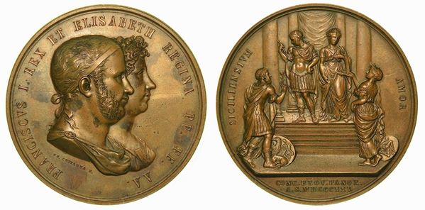 PALERMO. FRANCESCO I DI BORBONE, 1825-1830. CONCILIO PROVINCIALE PALERMITANO. Medaglia in bronzo 1825. Palermo.