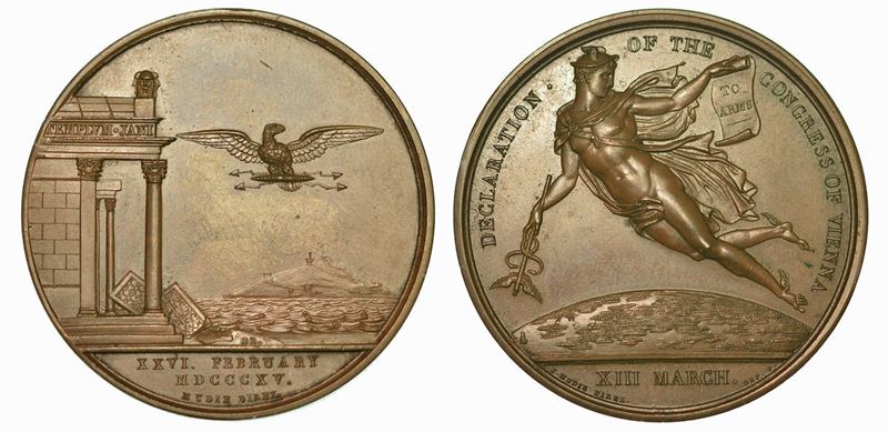 REGNO UNITO. DICHIARAZIONE DEL CONGRESSO DI VIENNA. Medaglia in bronzo 1815. Londra.  - Auction Numismatics - Cambi Casa d'Aste
