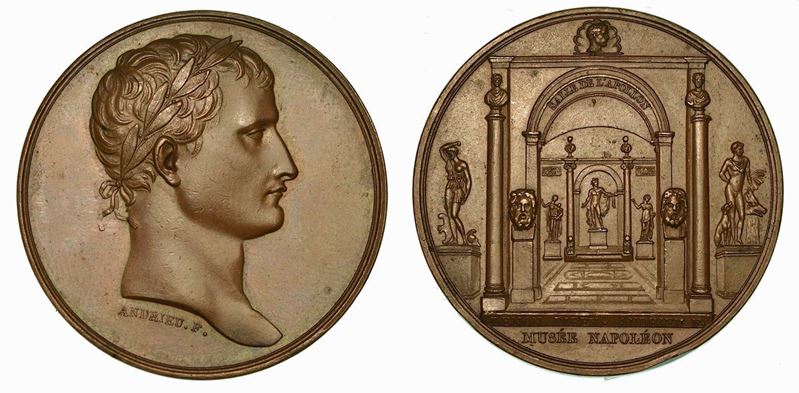 MUSEO DEL LOUVRE - GALERIE D'APOLLON. Medaglia in bronzo 1804.  - Auction Numismatics - Cambi Casa d'Aste