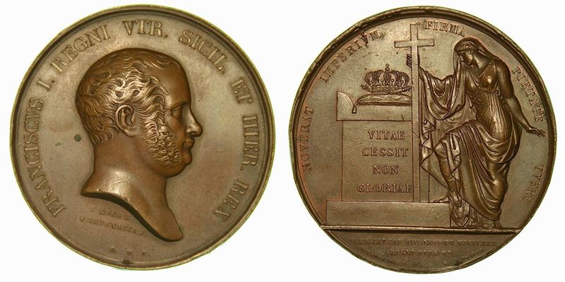 MORTE DI FRANCESCO I. Medaglia in bronzo 1830.  - Asta Numismatica - Cambi Casa d'Aste