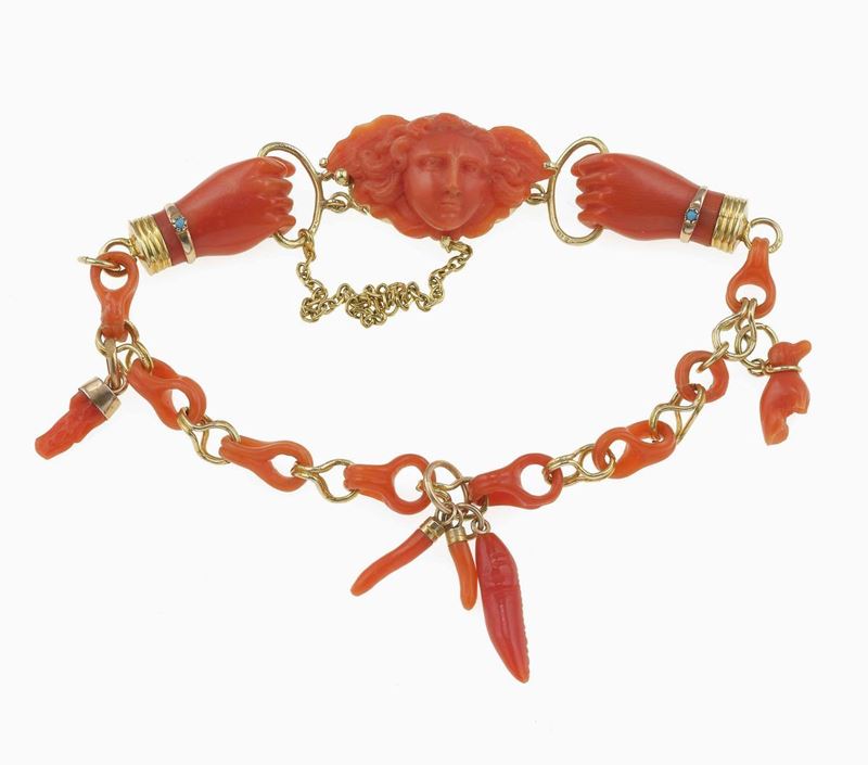 Coral and gold bracelet  - Auction Fine Jewels - Cambi Casa d'Aste