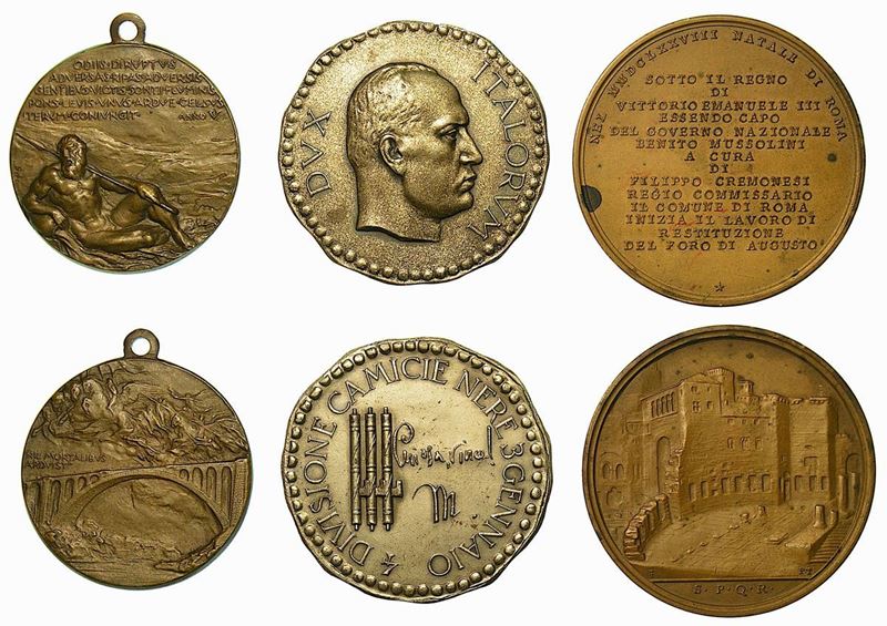 ITALIA. ERA FASCISTA, 1922-1943. Lotto di tre medaglie.  - Auction Numismatics - Cambi Casa d'Aste