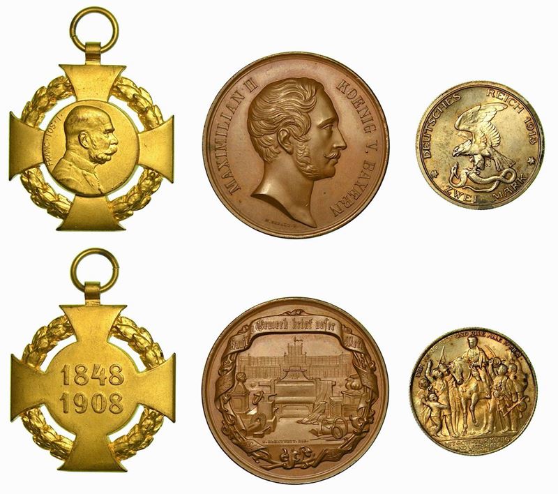 VARIE. Lotto di due medaglie e una moneta commemorativa.  - Auction Numismatics - Cambi Casa d'Aste