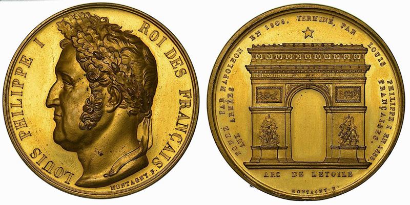 FRANCIA. LOUIS PHILIPPE I, 1830-1848. COMPLETAMENTO DELL'ARCO DI TRIONFO. Medaglia di bronzo dorato 1836.  - Asta Numismatica - Cambi Casa d'Aste
