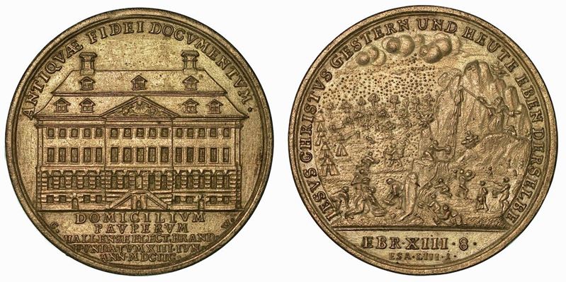 GERMANIA - HALLE (SAALE). ORFANOTROFIO DELLE FRANCKESCHE STIFTUNGEN. Medaglia in metallo bianco 1698.  - Auction Numismatics - Cambi Casa d'Aste