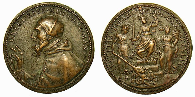 STATO PONTIFICIO. GREGORIO XIII, 1572-1585. Medaglia in bronzo.  - Auction Numismatics - Cambi Casa d'Aste