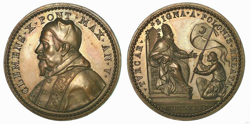 STATO PONTIFICIO. CLEMENTE X, 1670-1676. Medaglia in bronzo 1674/A.V. Riconio.  - Asta Numismatica - Cambi Casa d'Aste