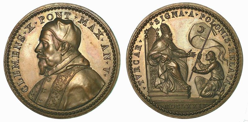 STATO PONTIFICIO. CLEMENTE X, 1670-1676. Medaglia in bronzo 1674/A.V. Riconio.  - Auction Numismatics - Cambi Casa d'Aste