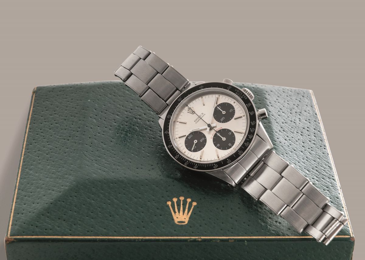 Rolex - Daytona Ref 6241 "cherry Logo" Carica Manuale,in Acciaio, Quadrante Argentè Contatori Ner...