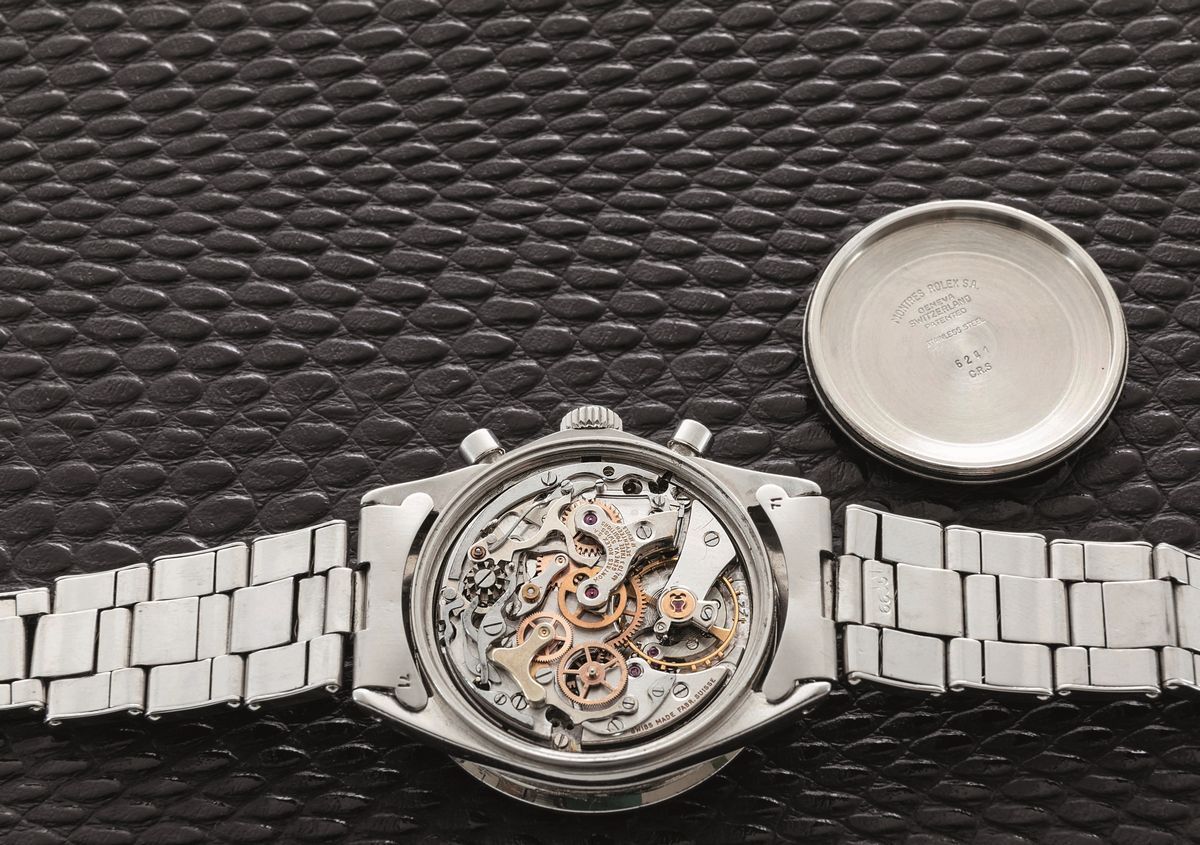 Rolex - Daytona Ref 6241 "cherry Logo" Carica Manuale,in Acciaio, Quadrante Argentè Contatori Ner...