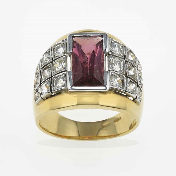 Tourmaline and diamond ring
