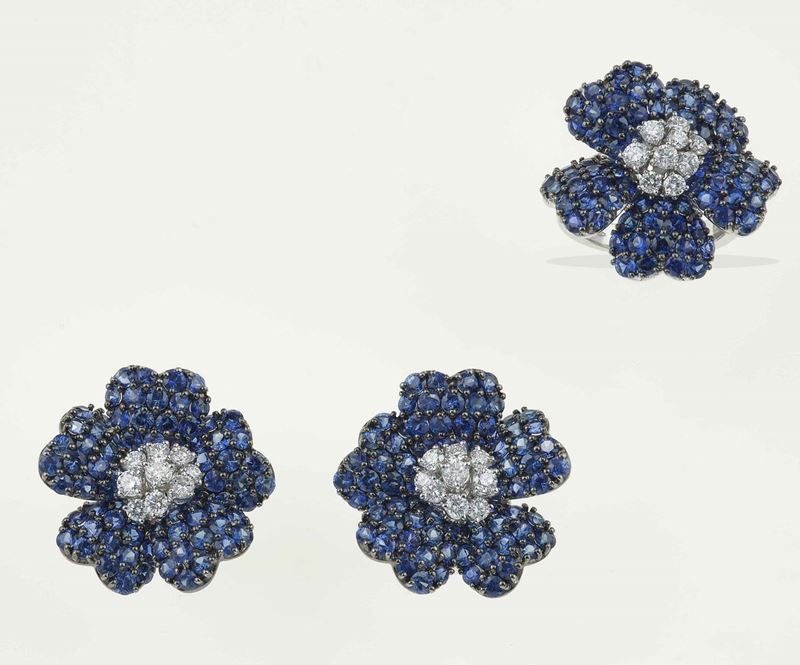 Sapphire and diamond demi-parure  - Auction Fine Jewels - Cambi Casa d'Aste
