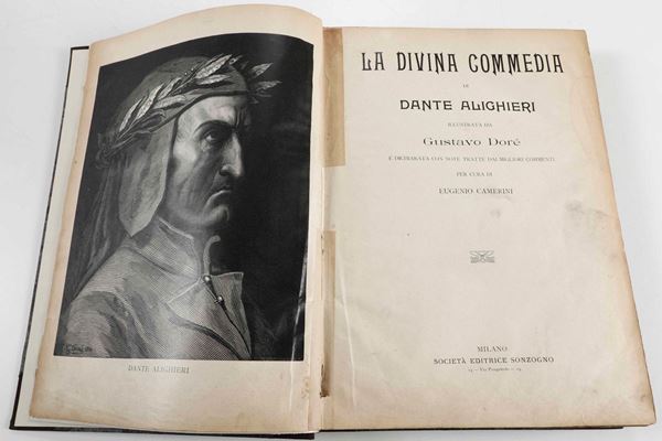 La Divina Commedia... Illustrata da Gustavo Dorè. Milano, Sonzogno, senza data ma fine secolo XIX.