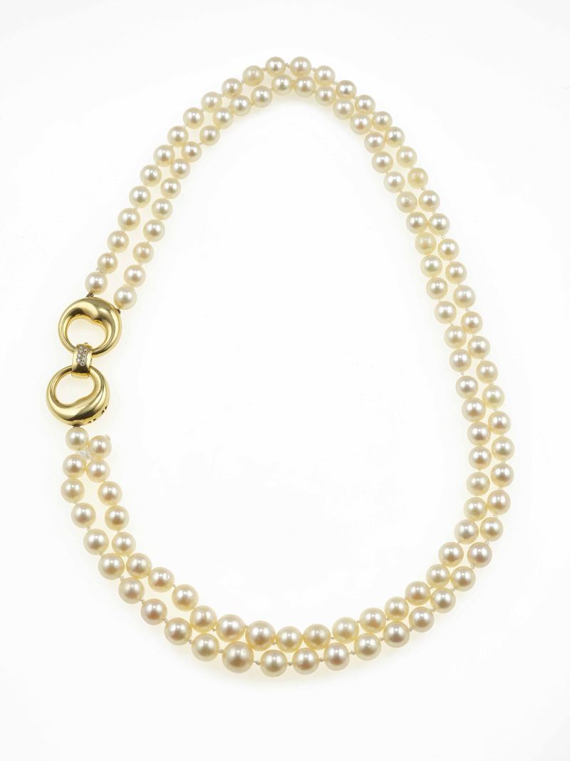 Cultured pearl and gold necklace  - Auction Jewels - Cambi Casa d'Aste
