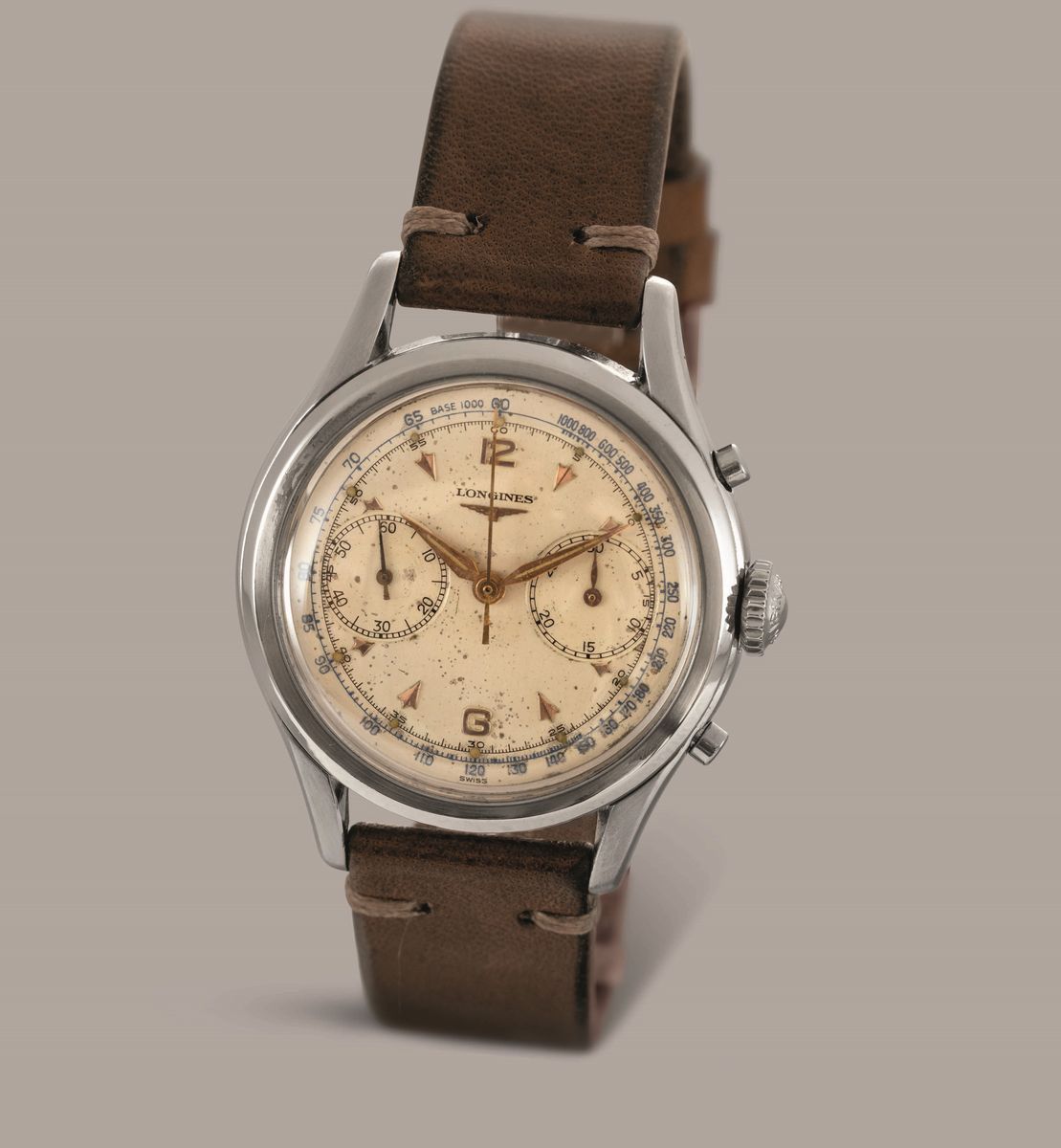 Longines - Spillino 30 Ch Cronografo Due Contatori in Acciaio, con Ritorno in Volo, Quadrante Bia...