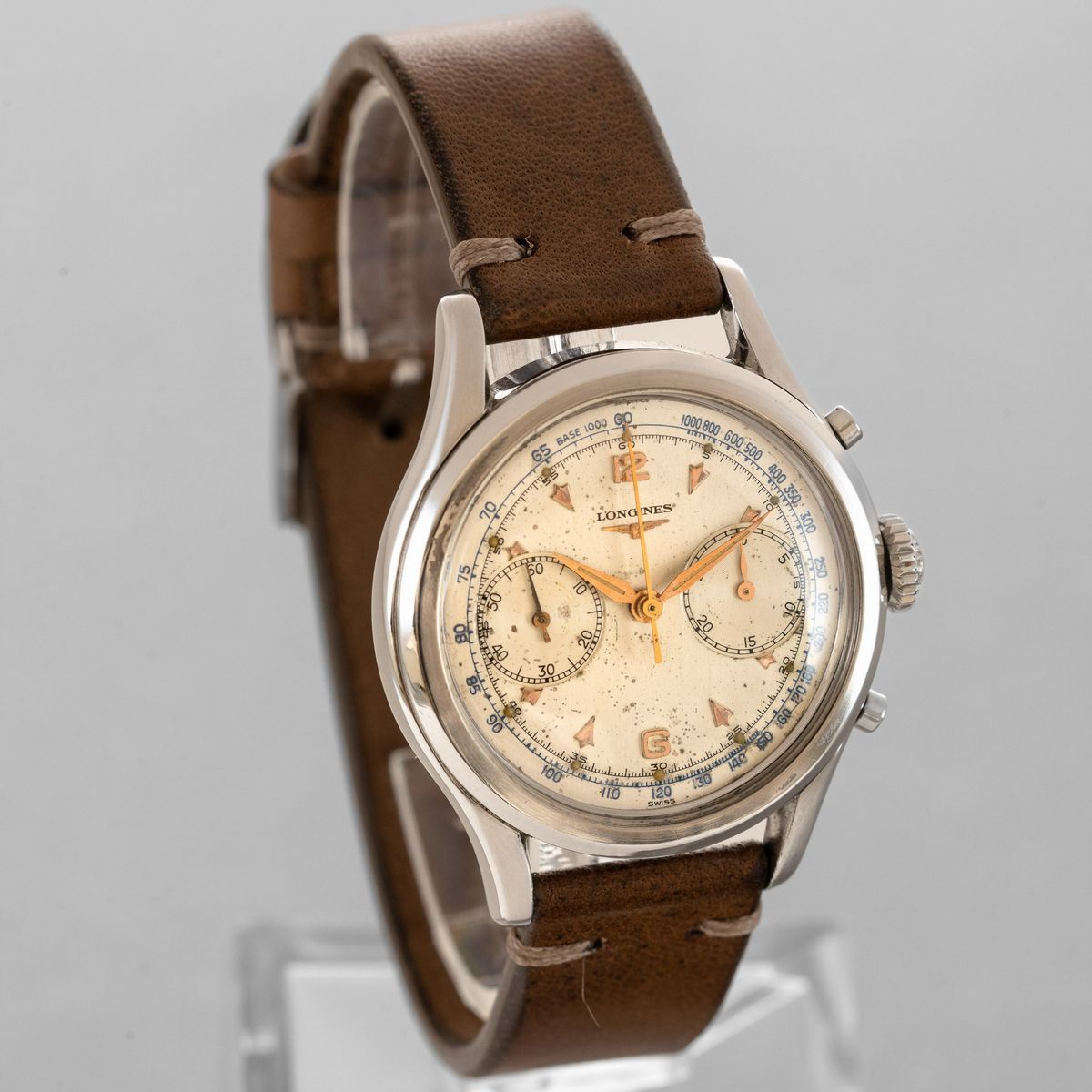 Longines - Spillino 30 Ch Cronografo Due Contatori in Acciaio, con Ritorno in Volo, Quadrante Bia...