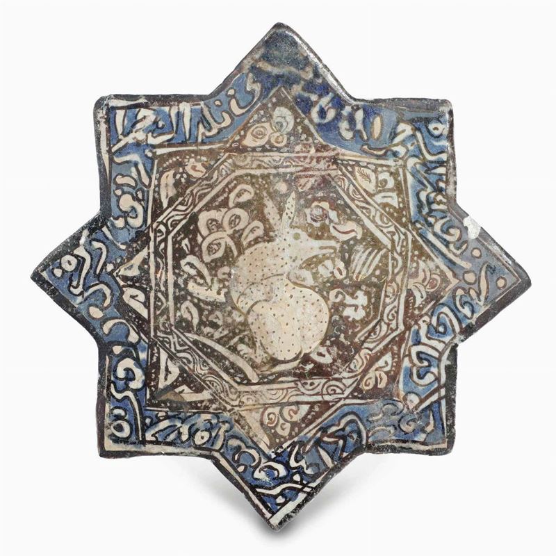Mattonella Persia (Iran), Kashan, XIII-XIV secolo    - Auction Majolica and Porcelain - Cambi Casa d'Aste