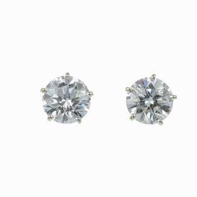 Bulgari. Orecchini con Due Diamanti Taglio Brillante di Ct 1.50 e 1.55, Colori F e D, Caratterist...