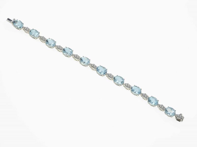 Aquamarine and diamond bracelet  - Auction Fine Jewels - Cambi Casa d'Aste