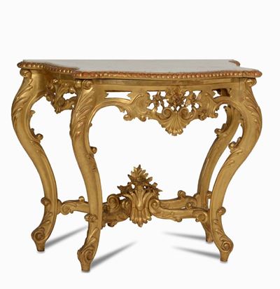 Consolle in Legno Intagliato e Dorato di Gusto Luigi XV. XIX-XX Secolo