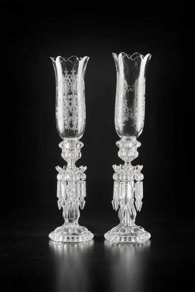 Coppia di Candelierifrancia, Manifattura Baccarat, XX Secolo