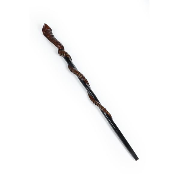 Bastone da passeggio in legno con figura di cobra