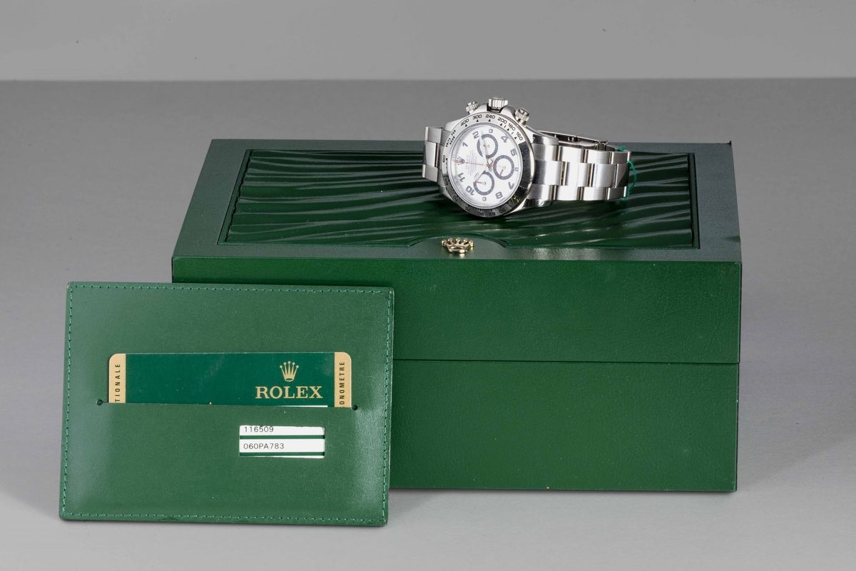 Rolex - Daytona Ref 116509 in Oro Bianco 18k, Quadrante "racing" Bianco con Numeri Arabi e Contat...