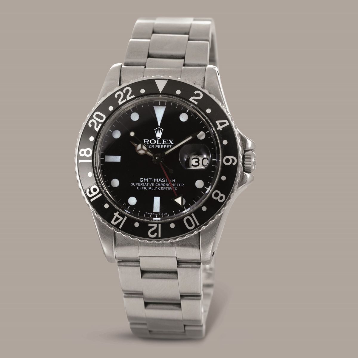 Rolex - Gmt Master Ref 16750, in Acciaio con Ghiera Girevole Bidirezionale Nera, Quadrante Nero a...